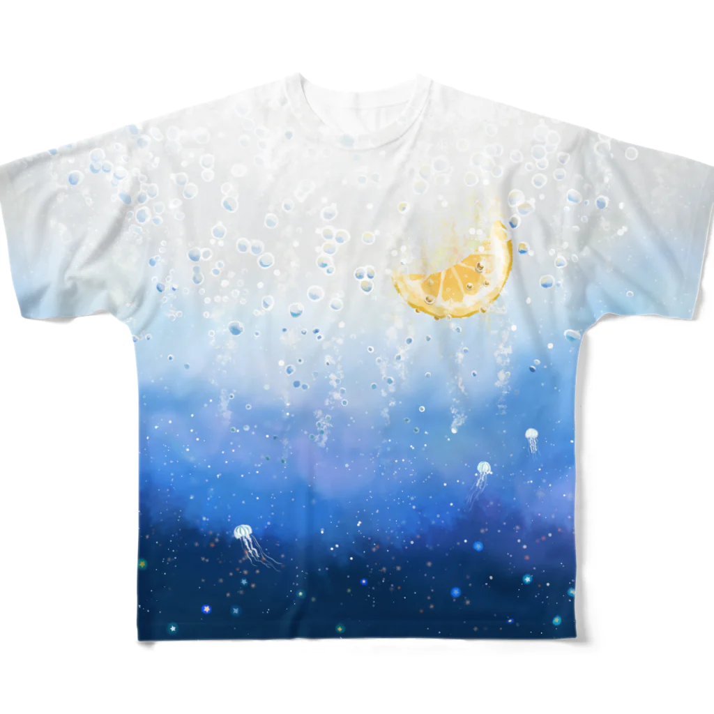 喫茶角砂糖の三日月のブルーソ－ダ All-Over Print T-Shirt
