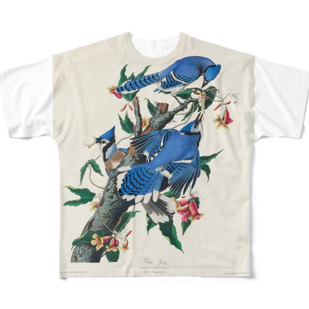 アニマル四字熟語のジョン・ジェームズ・オーデュボン　青い鳥 All-Over Print T-Shirt