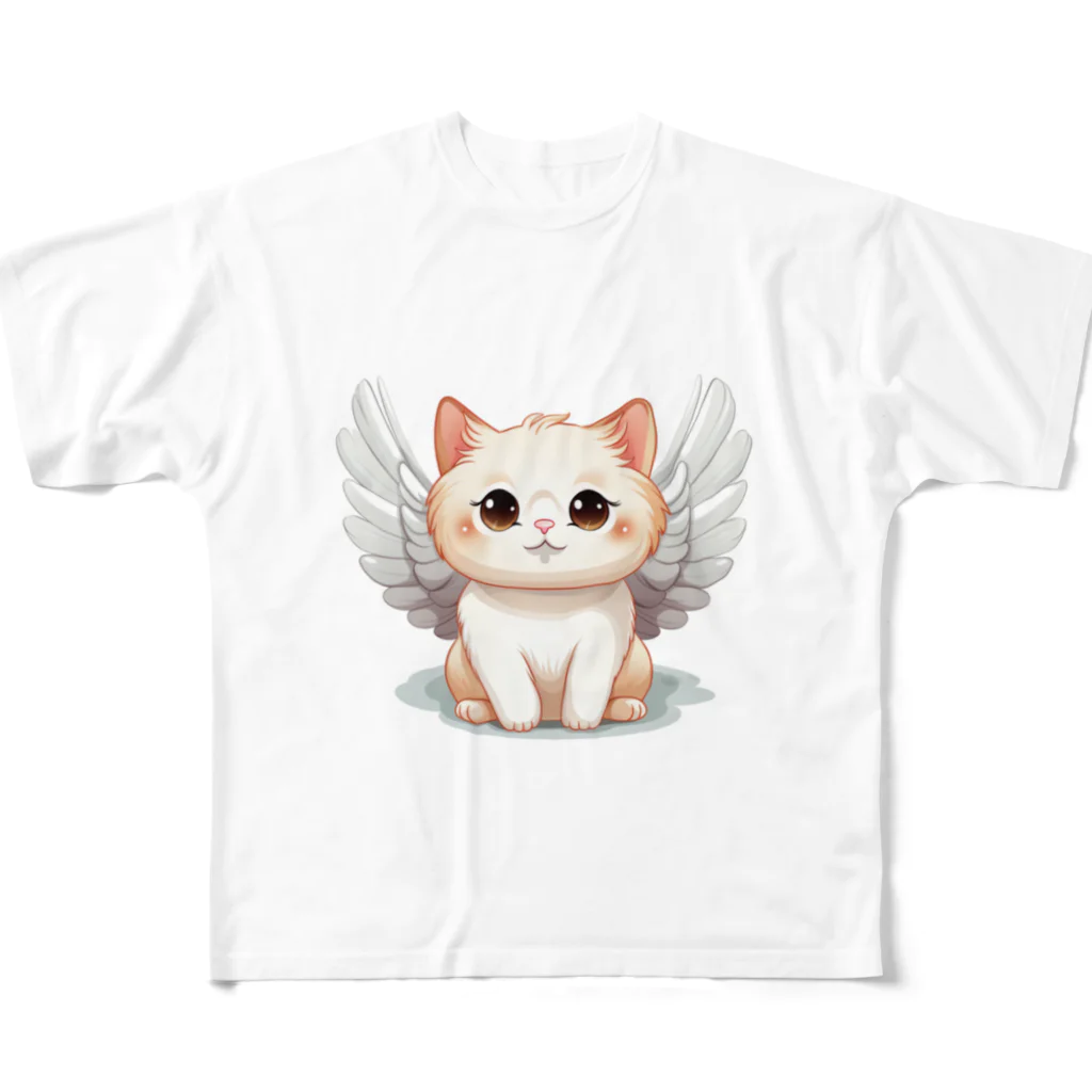 Vasetti_pressの可愛いねこ天使 All-Over Print T-Shirt