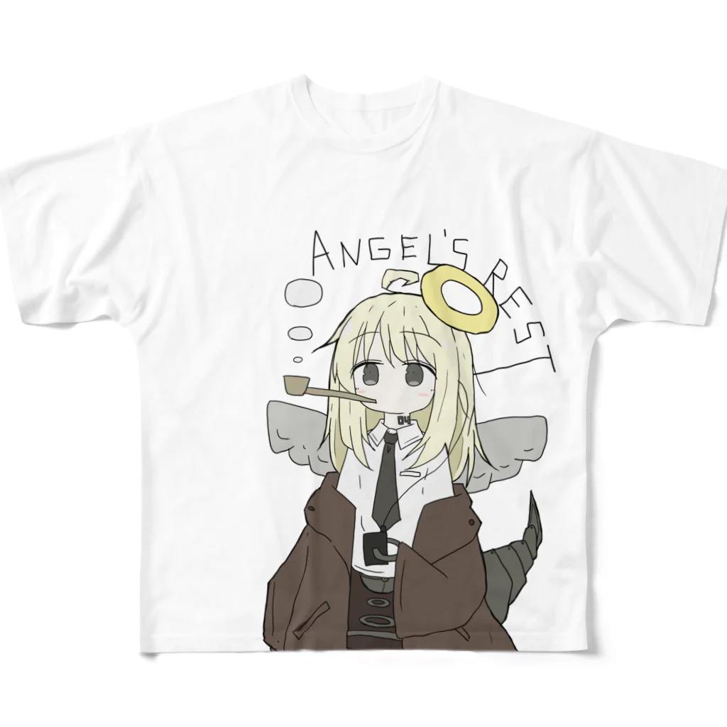 UT_のサボりロボ天使 フルグラフィックTシャツ