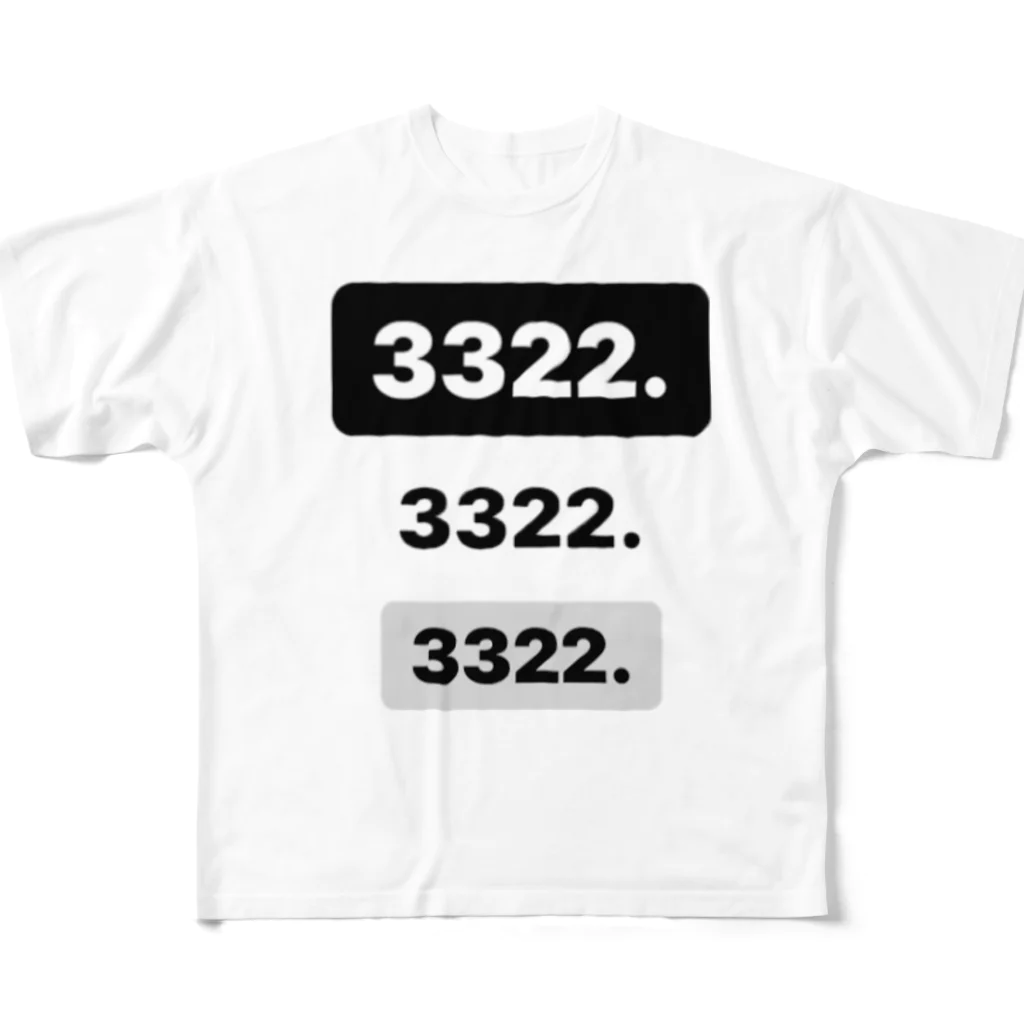 ゆめかわ、ふわふわ、めんへら、ものくろの3322.3322.3322 All-Over Print T-Shirt