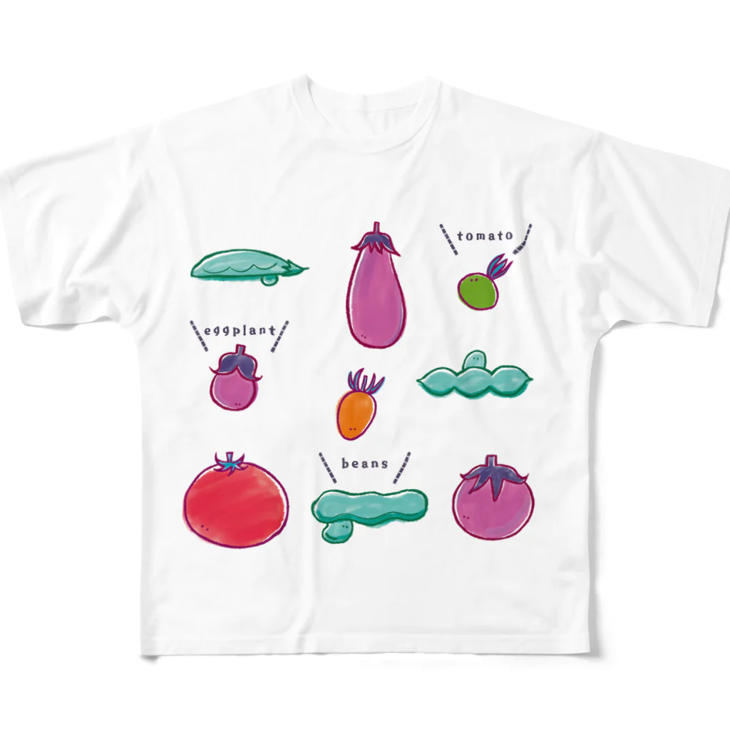 Aランチサラダ付SHOPの夏野菜たち All-Over Print T-Shirt