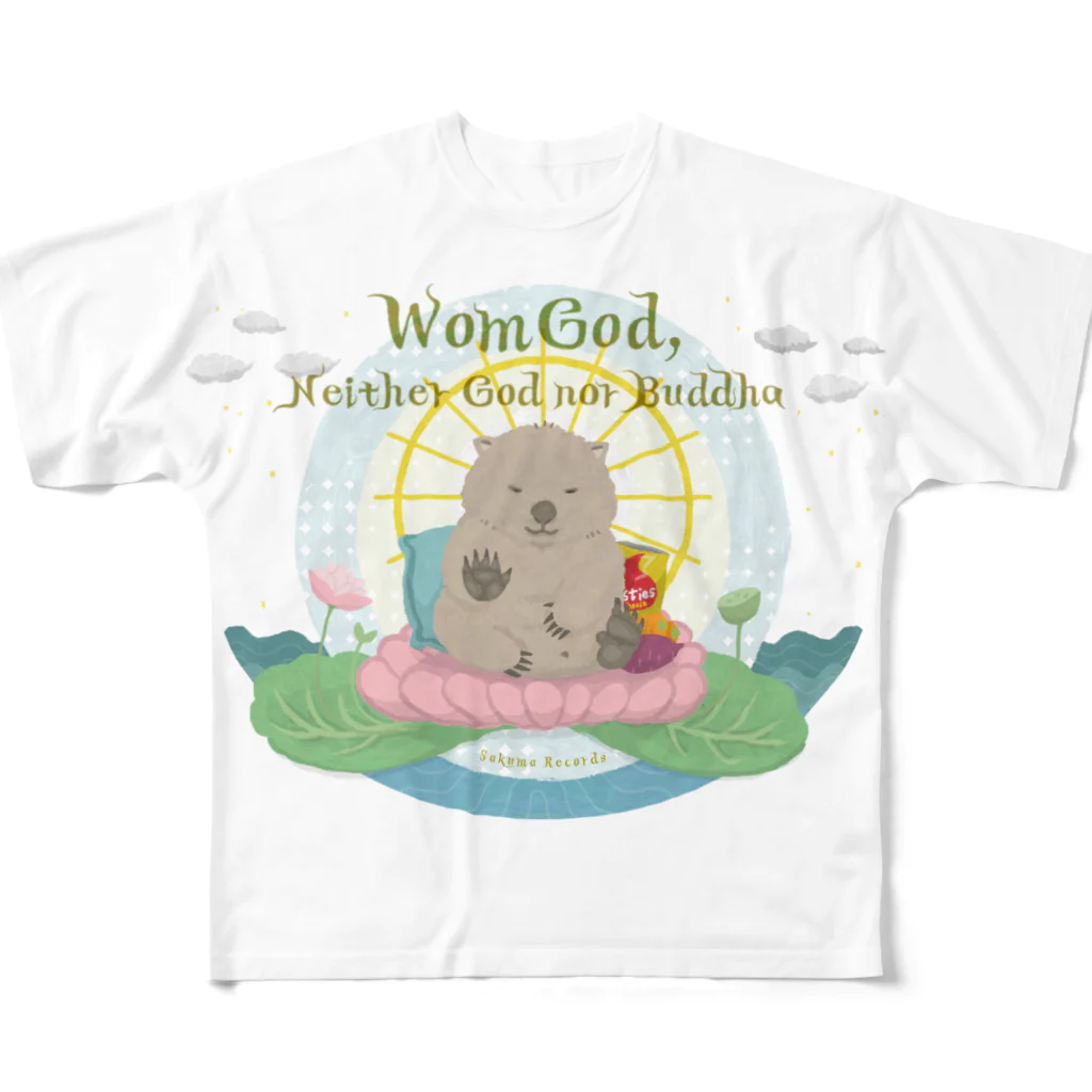 SAKUMA RECORDSの-Womgod- 神、ウォンバット。 フルグラフィックTシャツ