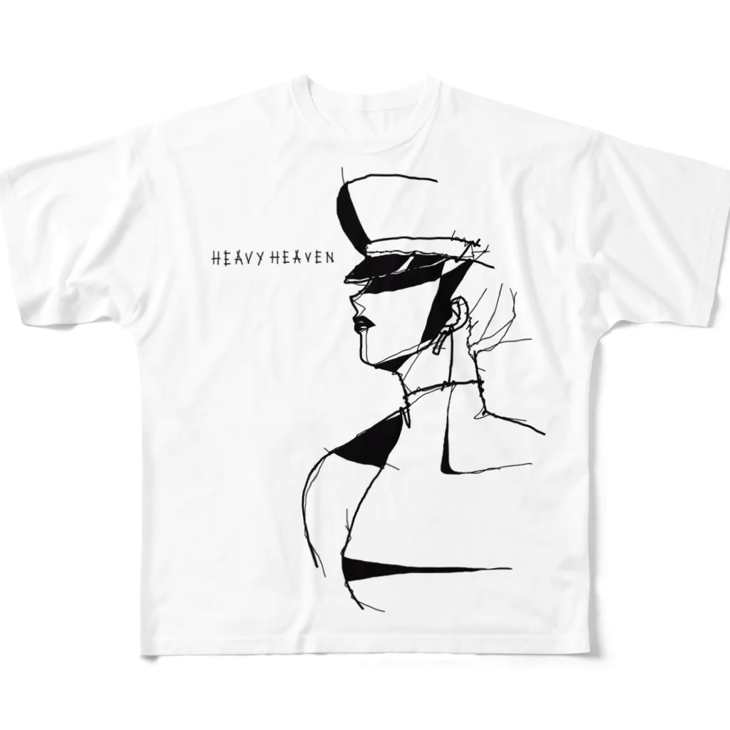 ツガイツツのヘビーヘヴン3 ブラック　HEAVY HEAVEN　ワイヤーアート All-Over Print T-Shirt