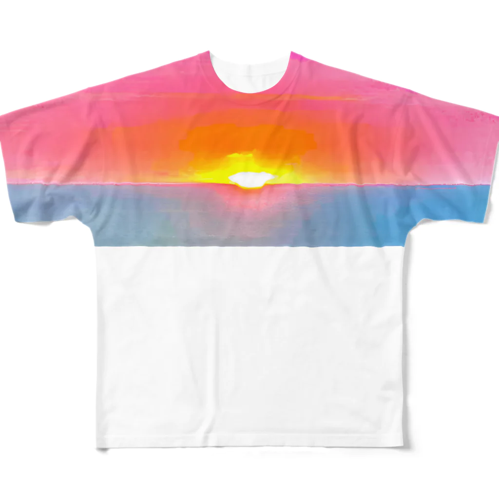 Cafe Lounge & Library pratimākrrm cĥā -ゆるやかな彫刻-のゆるやかなSUNSET フルグラフィックTシャツ