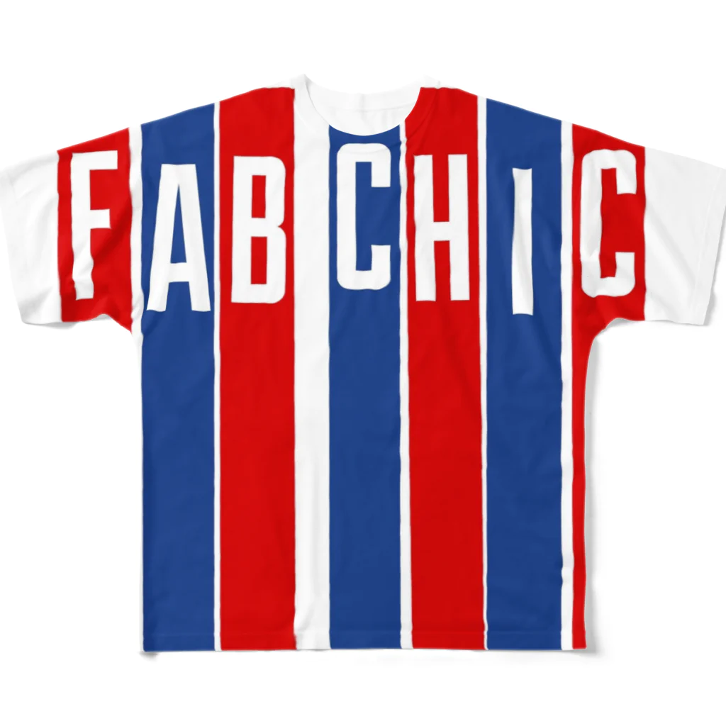 fab chic ファブシックのトリコロールfab chic フルグラフィックTシャツ