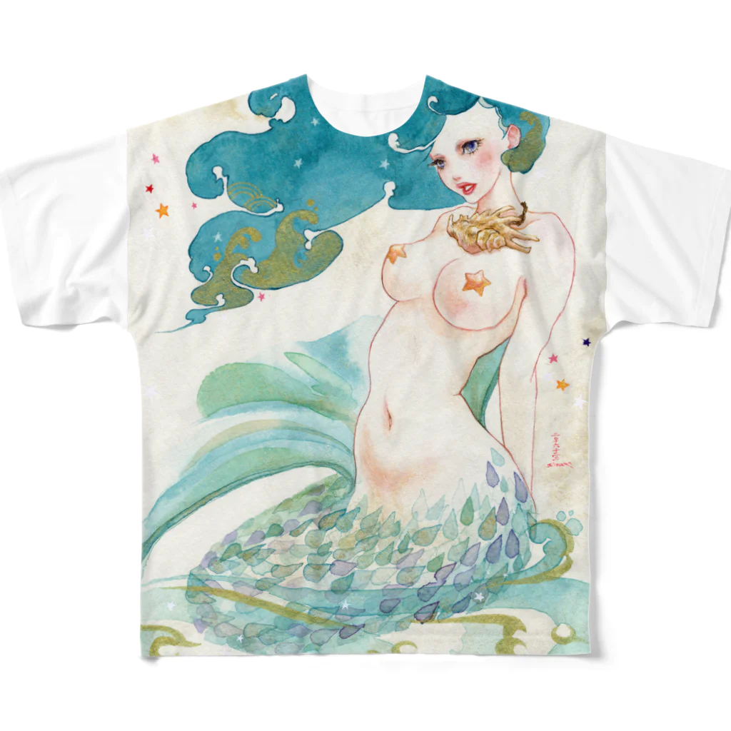 水彩少女の[人魚の歌 5番目の姉 ] All-Over Print T-Shirt