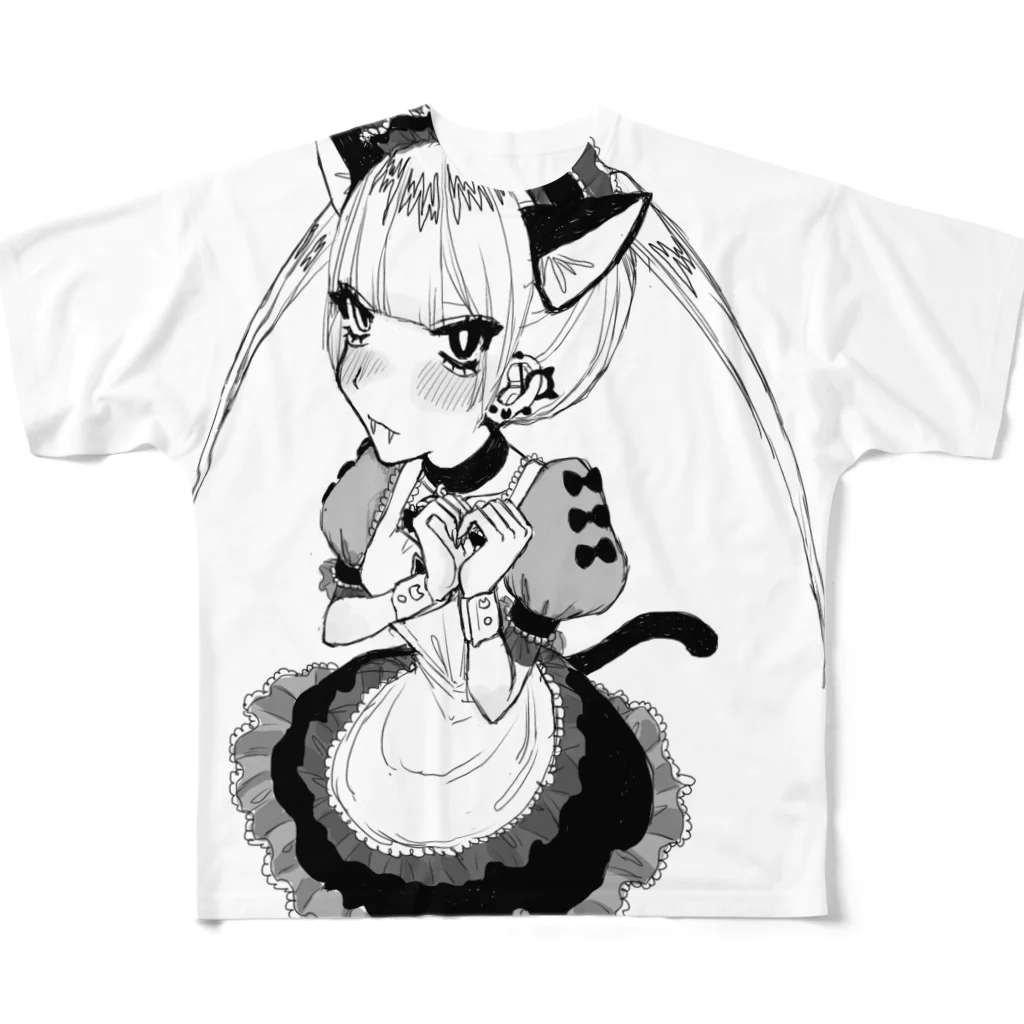 くろんにゃんのお店のもえきゅん♡ツンデレメイド All-Over Print T-Shirt