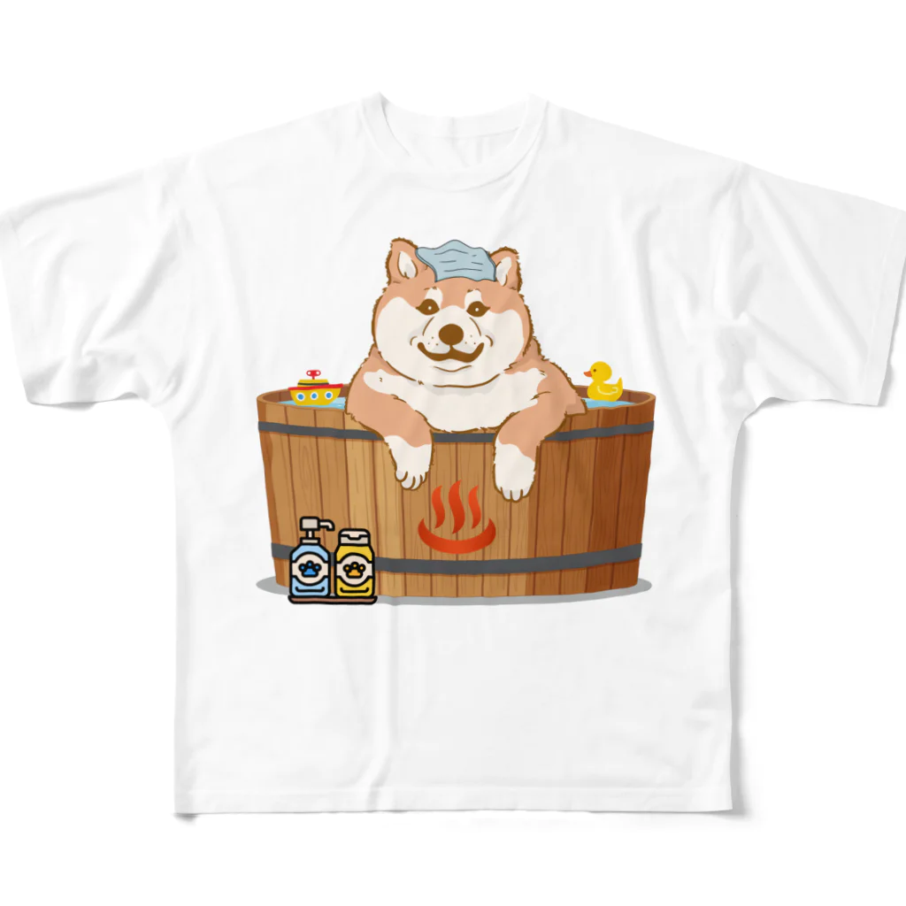 Sky00のしばいぬ温泉最高くん フルグラフィックTシャツ