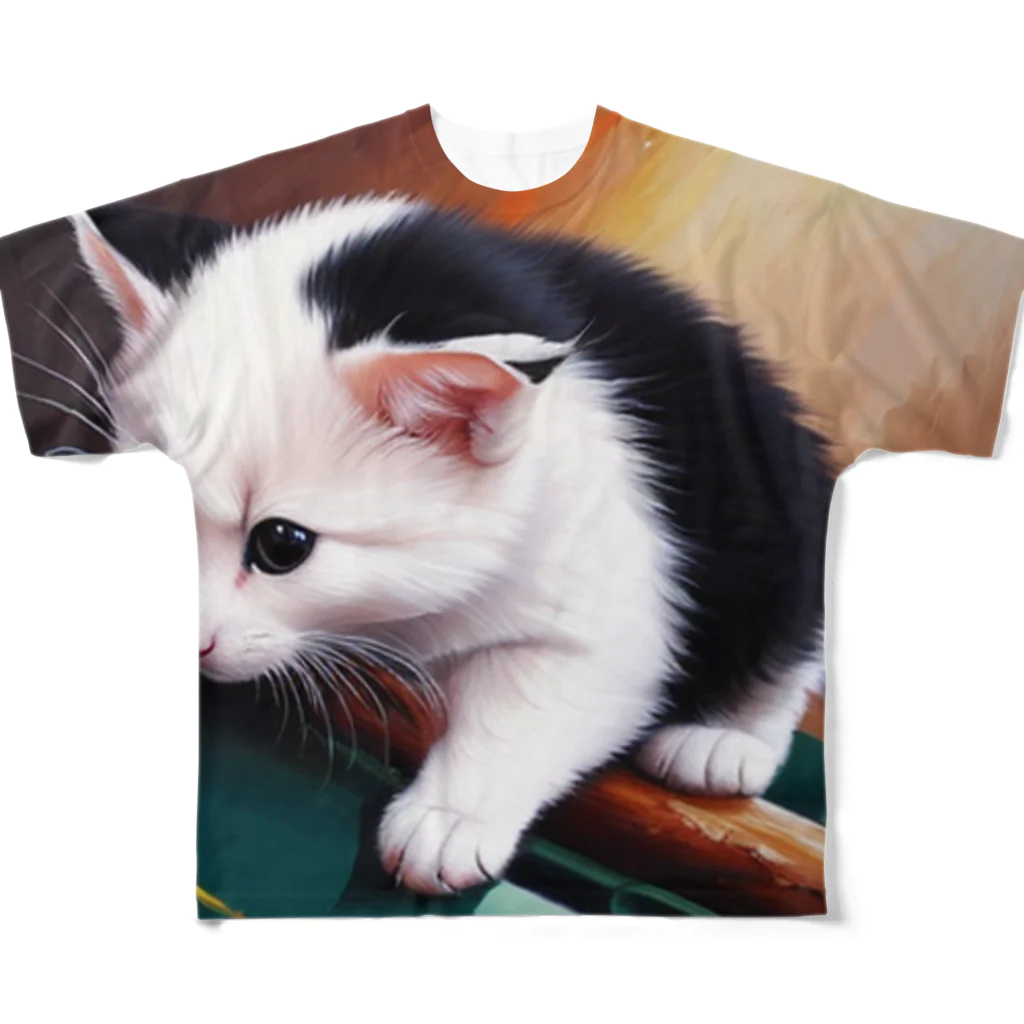 みどりの森の猫 フルグラフィックTシャツ