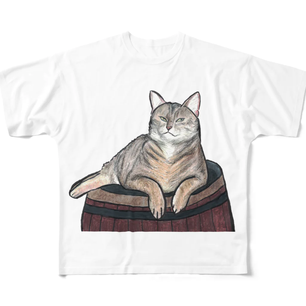 森図鑑の[森図鑑] 仏蘭西虎猫 フルグラフィックTシャツ