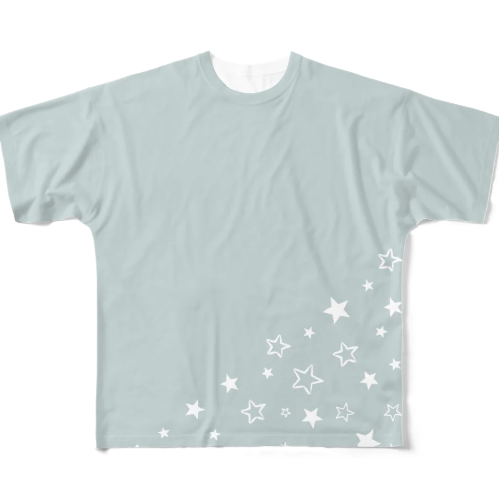 redpigsssssのSTAR LIGHT Tシャツ ブルー フルグラフィックTシャツ