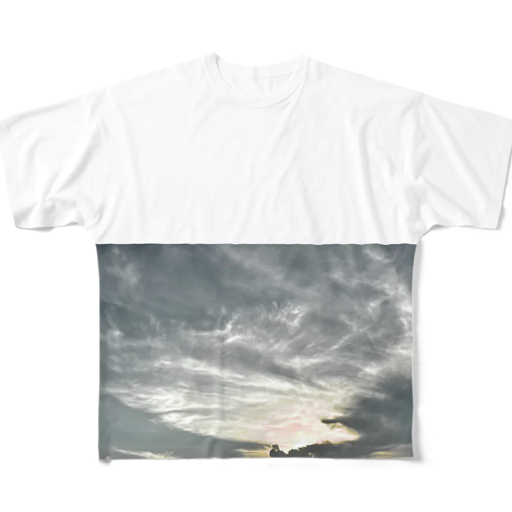 Cafe Lounge & Library pratimākrrm cĥā -ゆるやかな彫刻-のSLOW SUNSET 〜 豊洲 All-Over Print T-Shirt