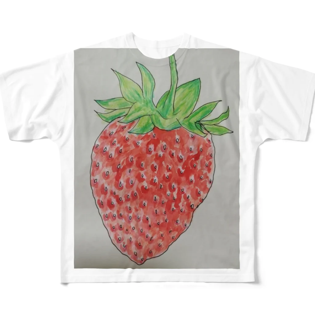 ねこの森でお散歩のリアルな苺ちゃん フルグラフィックTシャツ