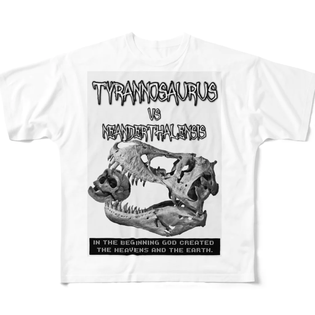 🌙12moonMonsterZ🌙のティラノサウルスvsネアンデルターレンシス All-Over Print T-Shirt