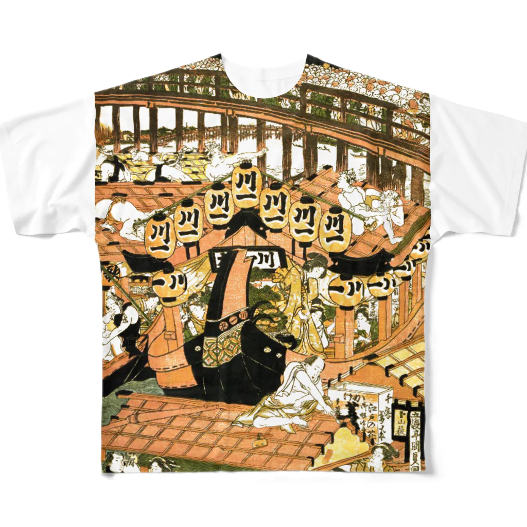 sachiko_goodsの浮絵両国夜景 フルグラフィックTシャツ