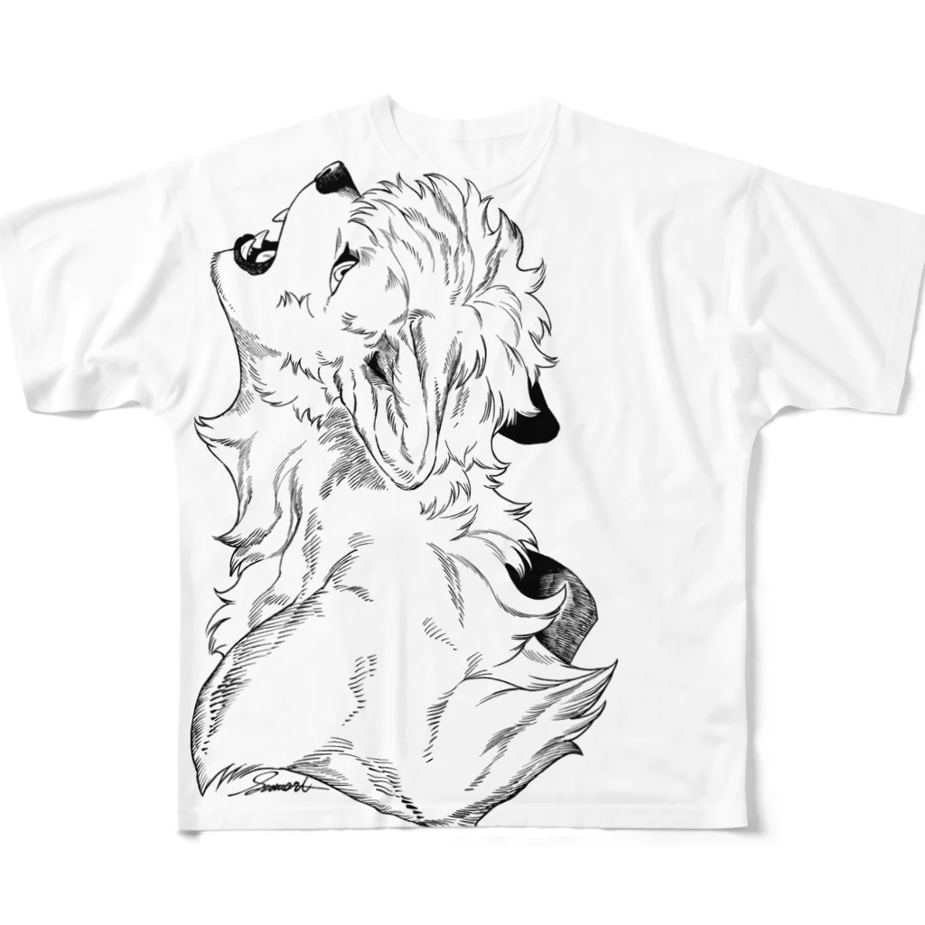 涼森の氷海線に生きる・線画 All-Over Print T-Shirt