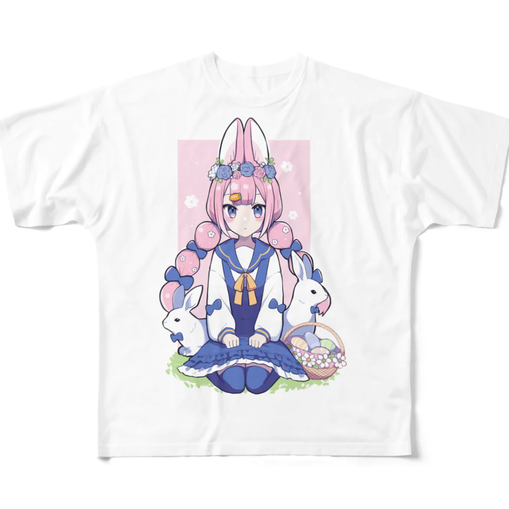 ぱすたてるかるぼのイースターラビット フルグラフィックTシャツ