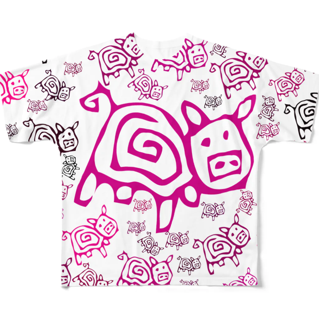 Realm of Ramblesの豚（ホットピンク） All-Over Print T-Shirt