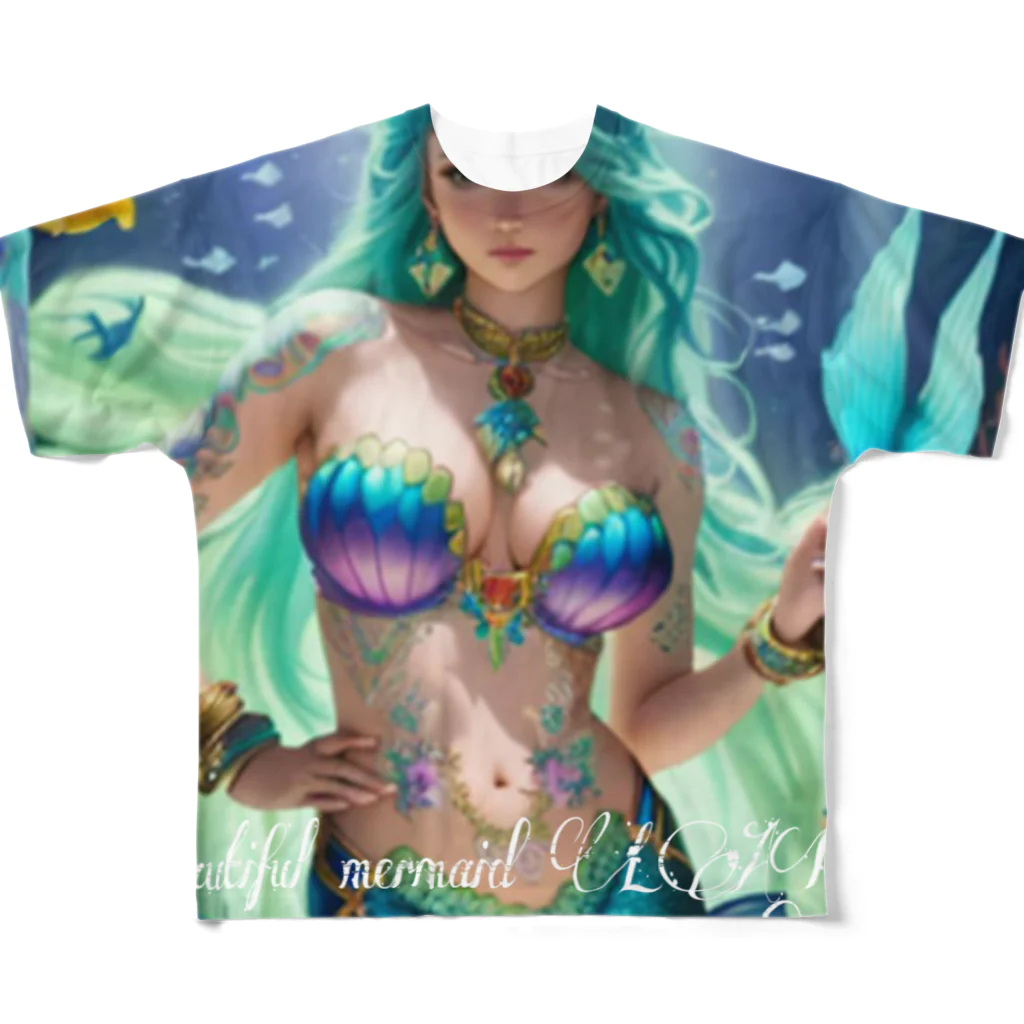 💖宇宙整体♪🌈♪こころからだチャンネル♪💖のbeautiful  mermaid  LARA All-Over Print T-Shirt
