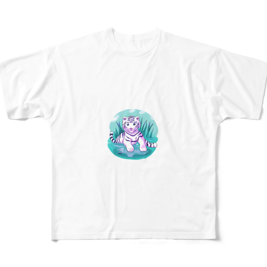 いつもおおきに！たけじいちゃんのWhite Tiger Baby Sigi フルグラフィックTシャツ