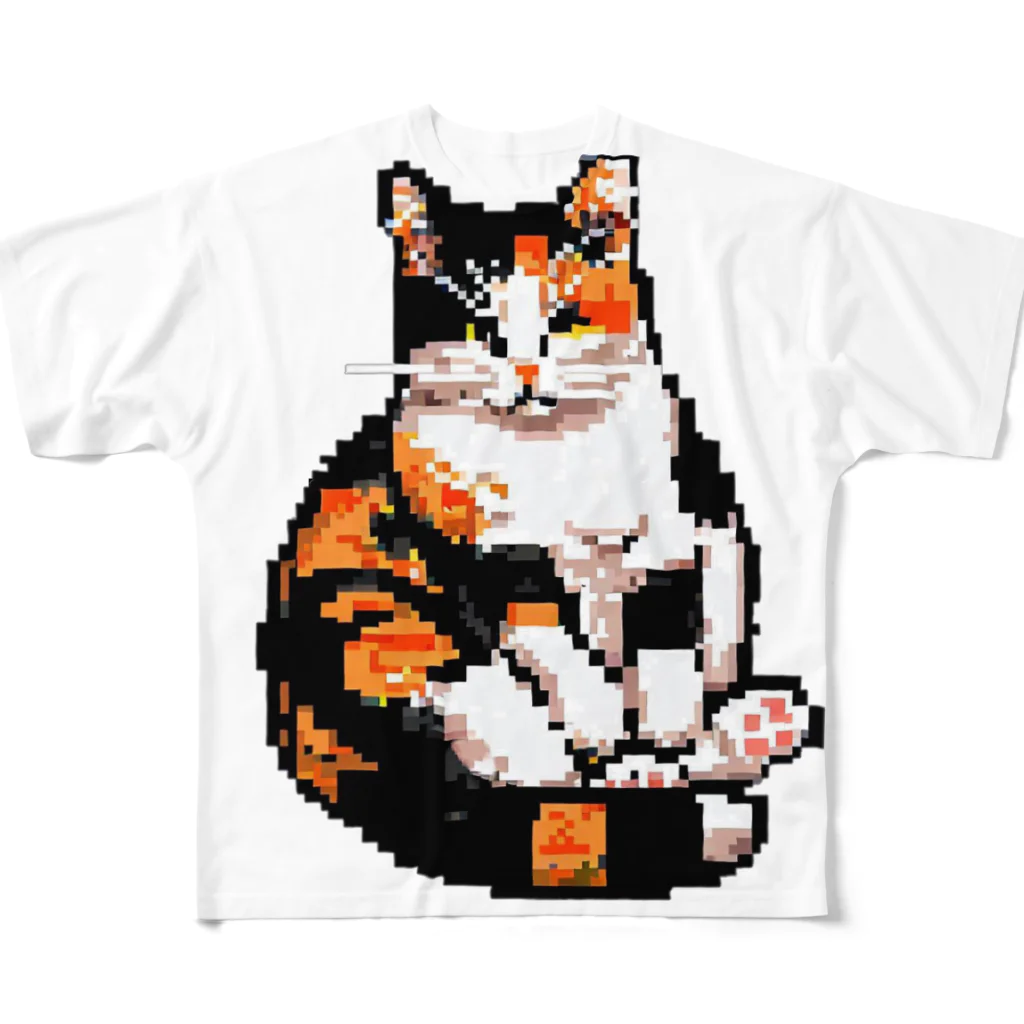 スタートライフ！のトリコロールドットキャット フルグラフィックTシャツ