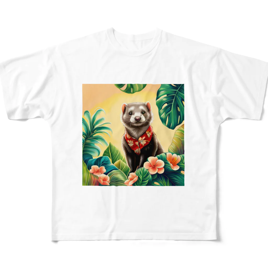 Ferret Martのアロハフェレット フルグラフィックTシャツ