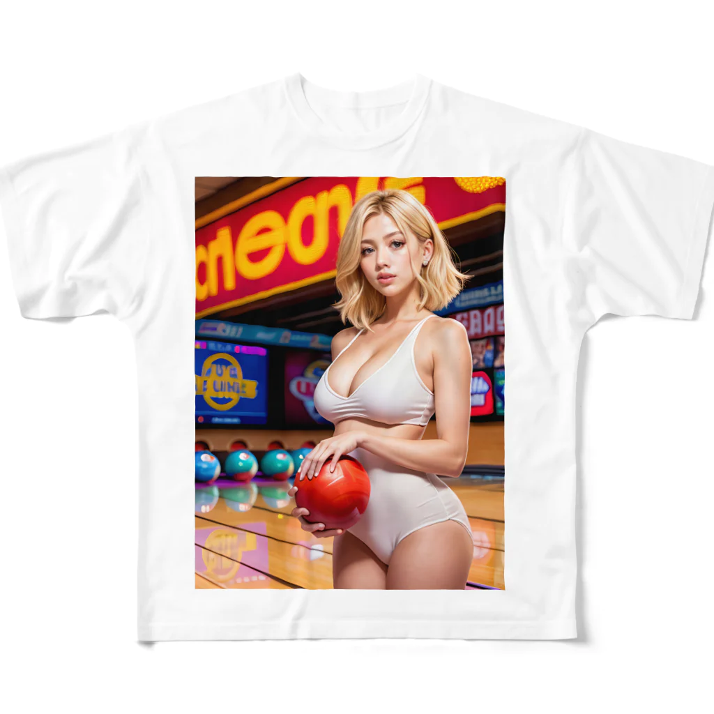 ボウリング アートショップのBowling 90's  Girl All-Over Print T-Shirt