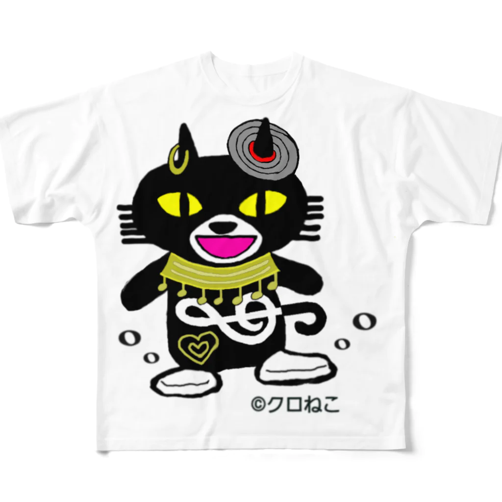 クロねこアワにゃん🐱のバステト豊穣 All-Over Print T-Shirt