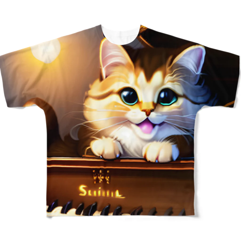 kitten pianistの子猫ピアニスト-1 フルグラフィックTシャツ