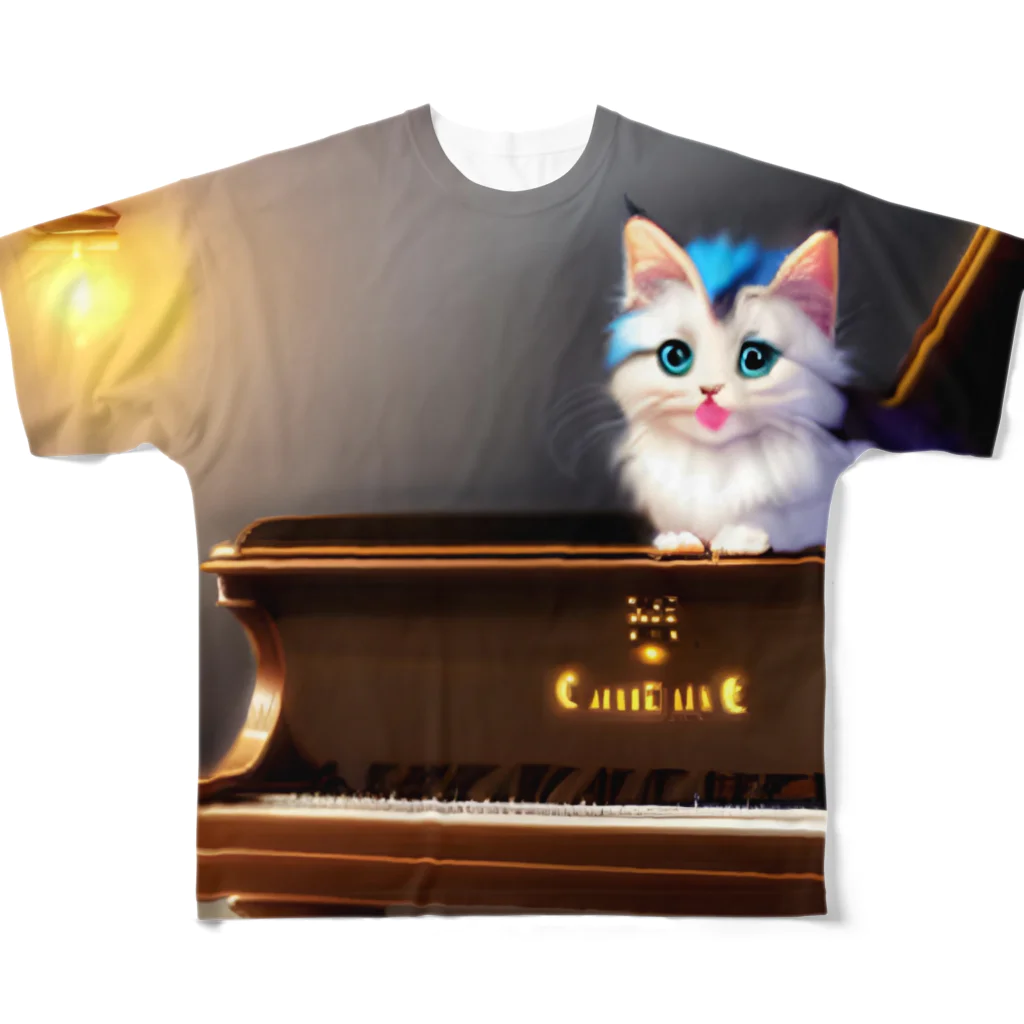 kitten pianistの子猫ピアニスト-2 フルグラフィックTシャツ