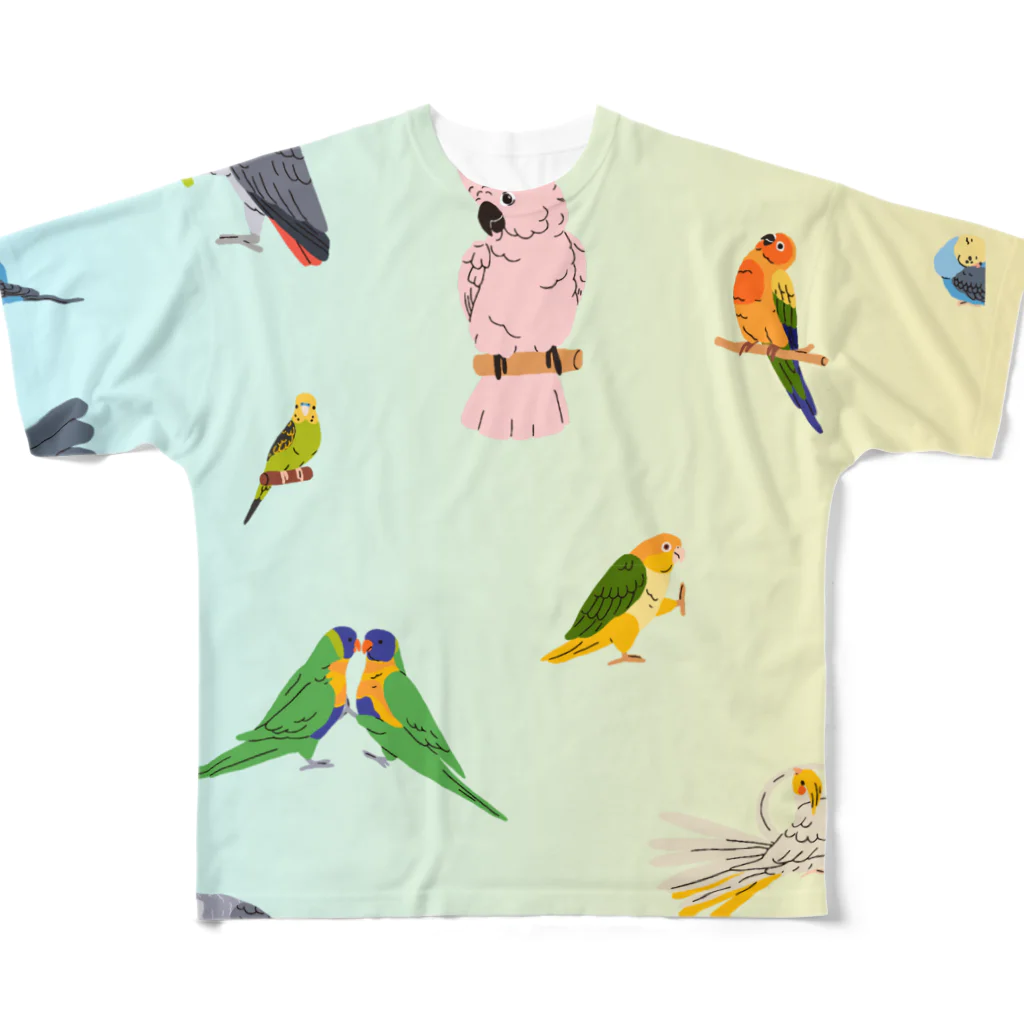 甘えん坊オカメインコのとにかくインコが好き！ フルグラフィックTシャツ