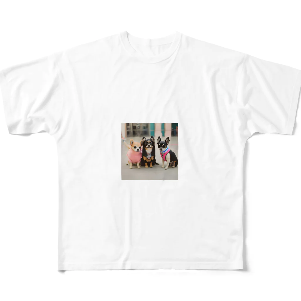 チワワ愛好家ショップのラブリーナチワワトリオの冒険 All-Over Print T-Shirt