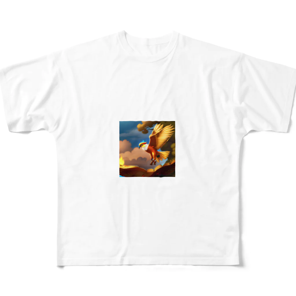 twentyfivejpの火の鳥 フルグラフィックTシャツ