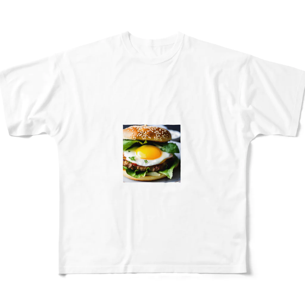 チワワ愛好家ショップの半熟とろけるハンバーグ チーズ愛好家の夢！ フルグラフィックTシャツ