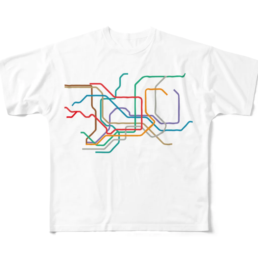 DRIPPEDの東京メトロ路線図-TOKYO METRO-東京地下鉄路線図- フルグラフィックTシャツ