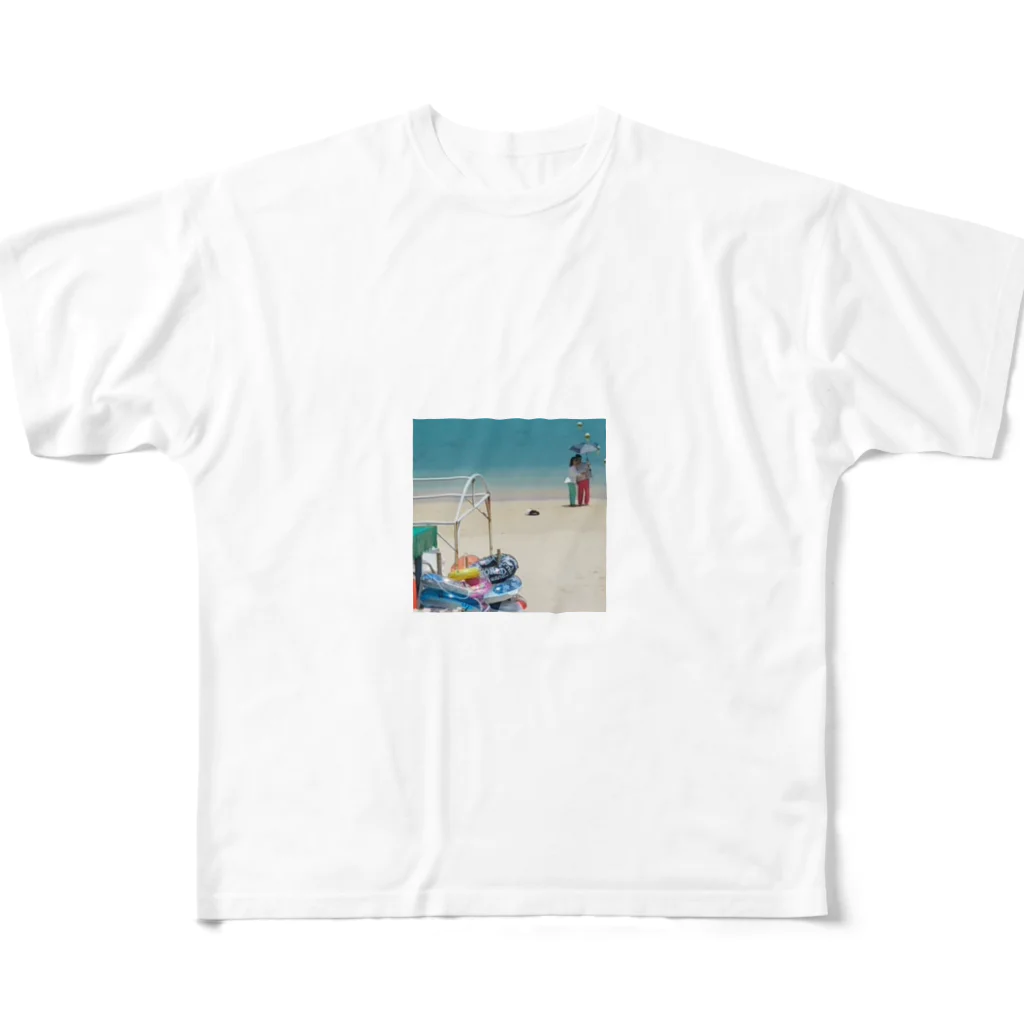 ★☆★Japan・Goods★☆★の沖縄の砂浜をプリントしたグッズ フルグラフィックTシャツ