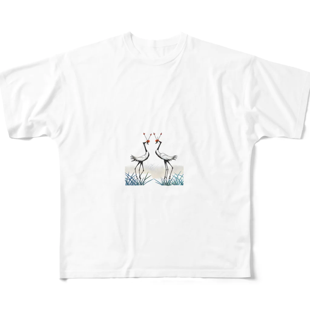T--の丹頂鶴1 フルグラフィックTシャツ
