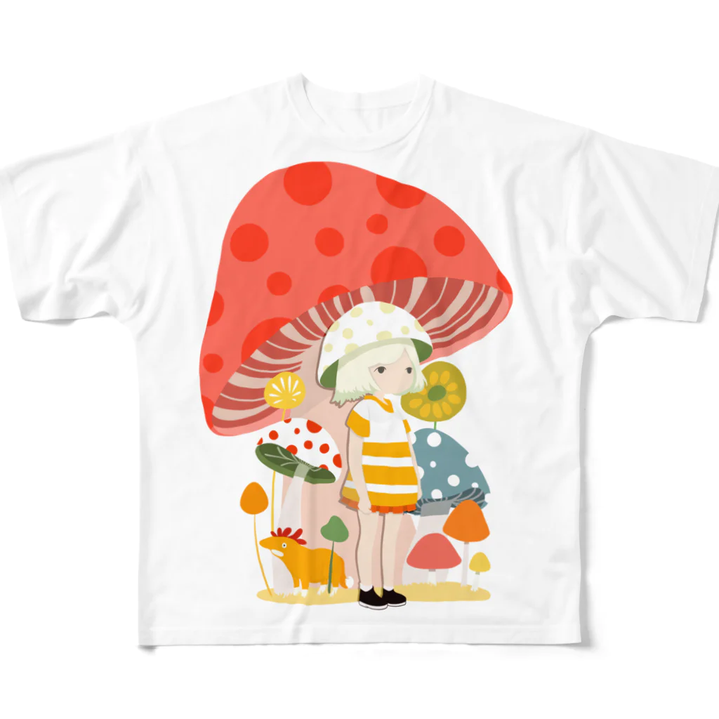 MangMARUのキノコ少女 フルグラフィックTシャツ