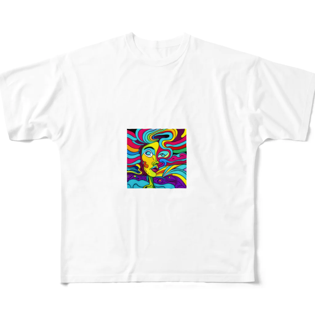 ばぶるもあの靡かれる女性 All-Over Print T-Shirt