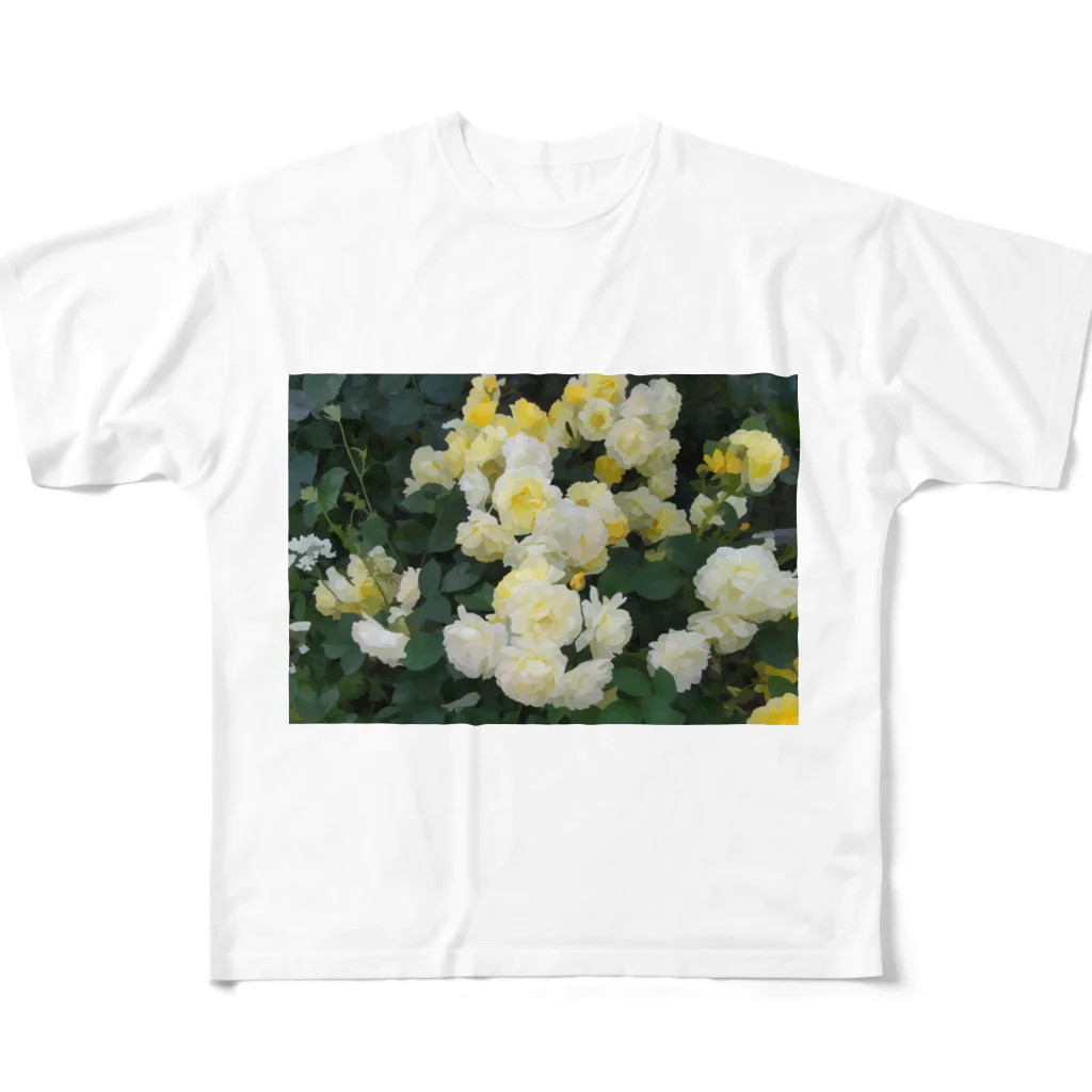 bitpiyoの黄色い薔薇の花 フルグラフィックTシャツ