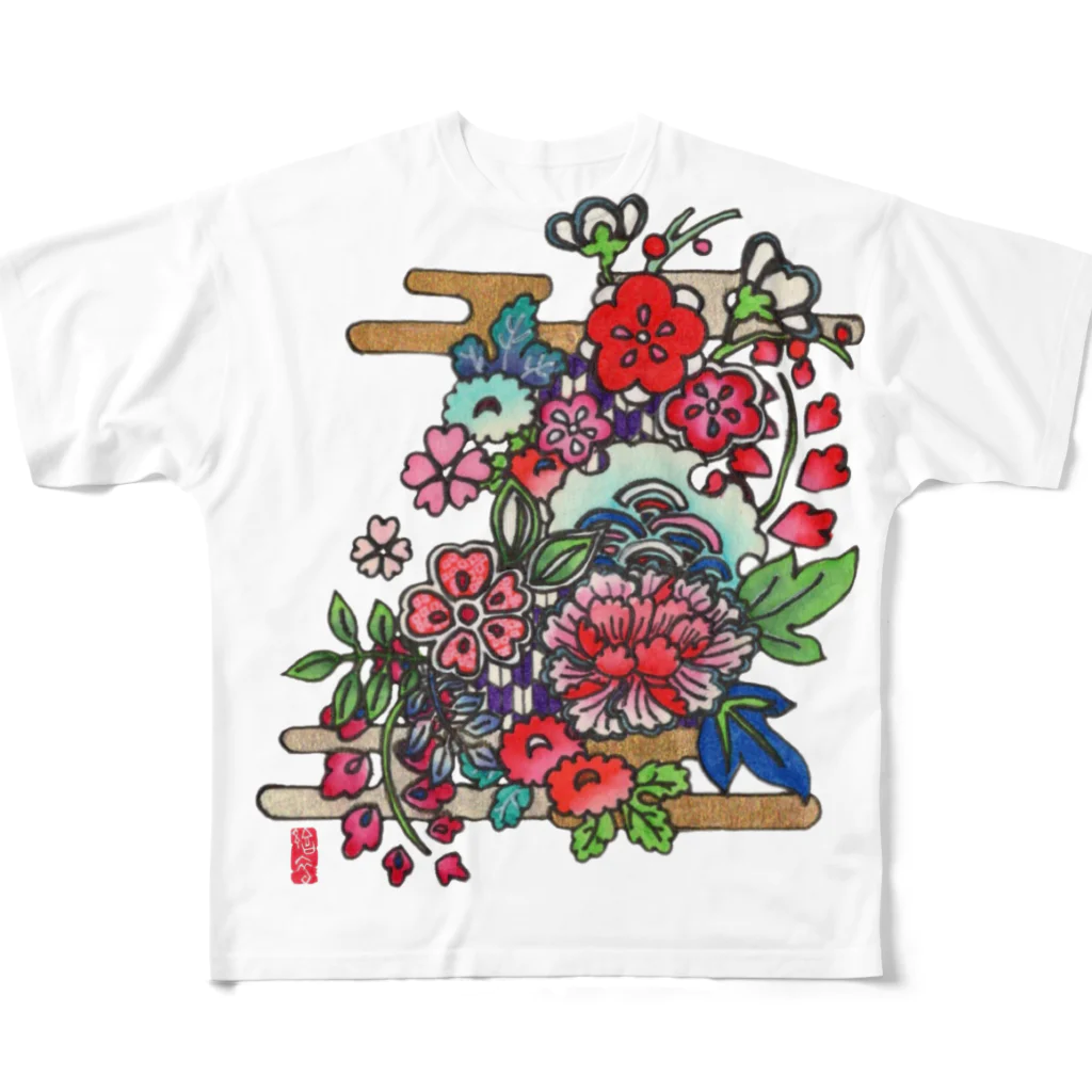 JapaneseArt Yui Shopの咲き誇れ フルグラフィックTシャツ