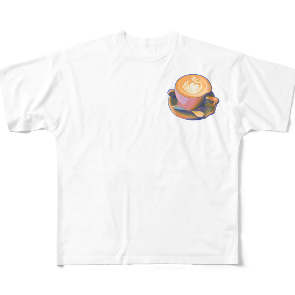 Kyoshimasaのカフェ好き フルグラフィックTシャツ