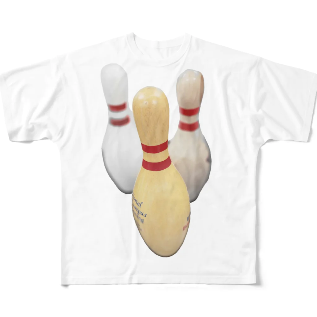 bowling_mania_file！！　　ボウリングマニア！のボウリングピン2本線シリーズ フルグラフィックTシャツ