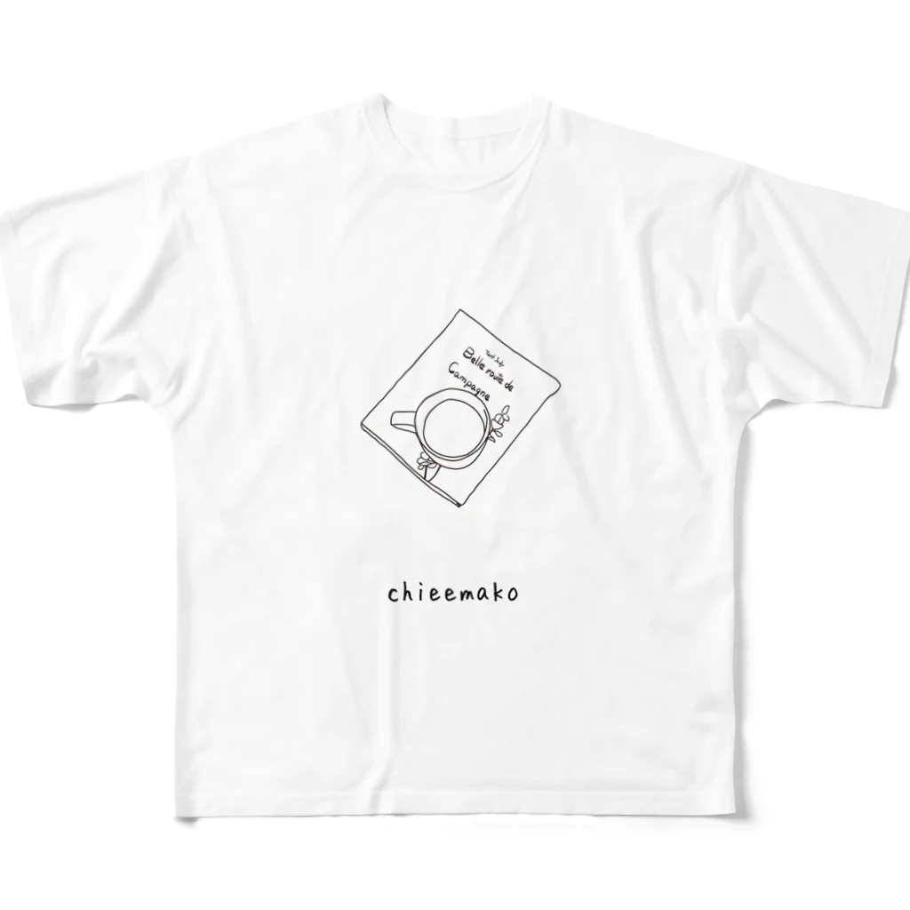 chieemakoのカップと本 フルグラフィックTシャツ