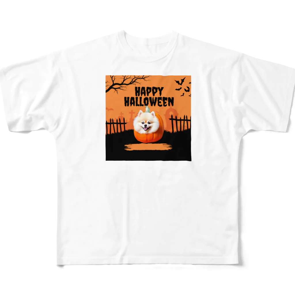 Tiny Cute Crittersのハロウィンを楽しむ犬 フルグラフィックTシャツ