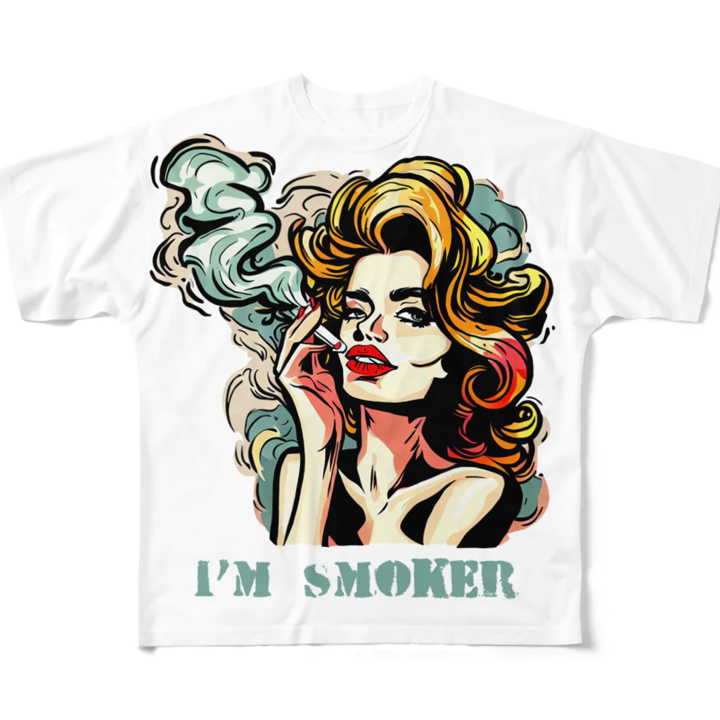 islandmoon13の煙草を吸う美女 フルグラフィックTシャツ