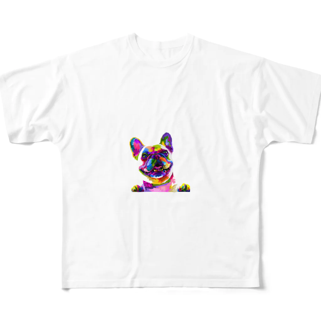 キイロチャンのカラフルなブルドッグ All-Over Print T-Shirt