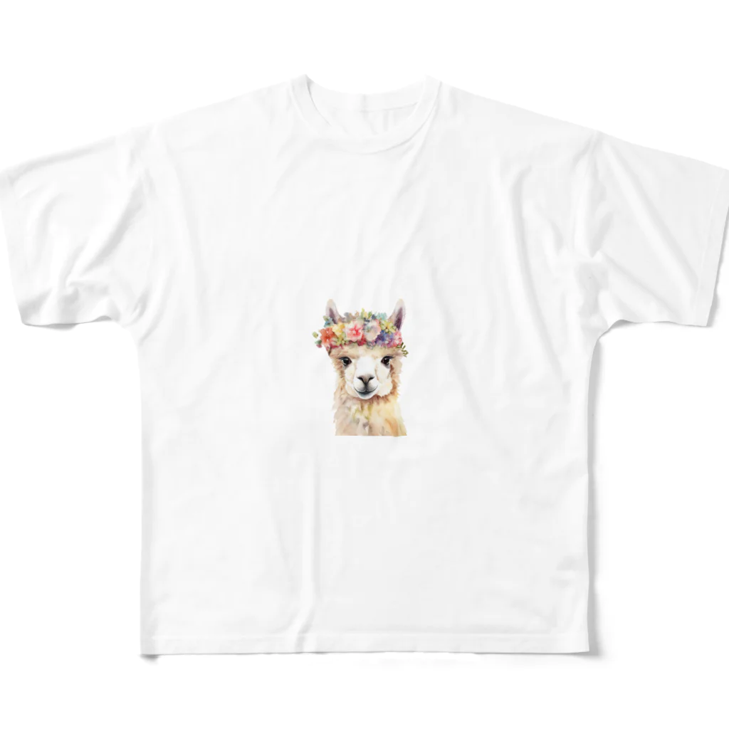 キイロチャンのアルパカ フルグラフィックTシャツ