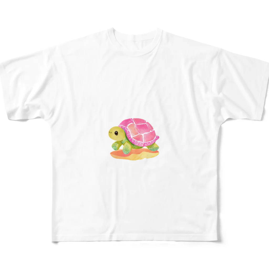 udのかわいいカメのイラストグッズ フルグラフィックTシャツ